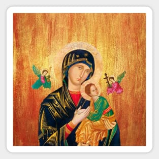 Our Lady of Perpetual Help in Golden-Cooper Wood Background Magnet